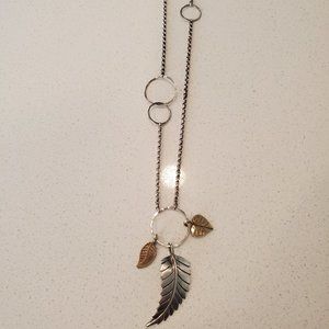 Zoe Chicco Three Tone Leaf Charm Necklace